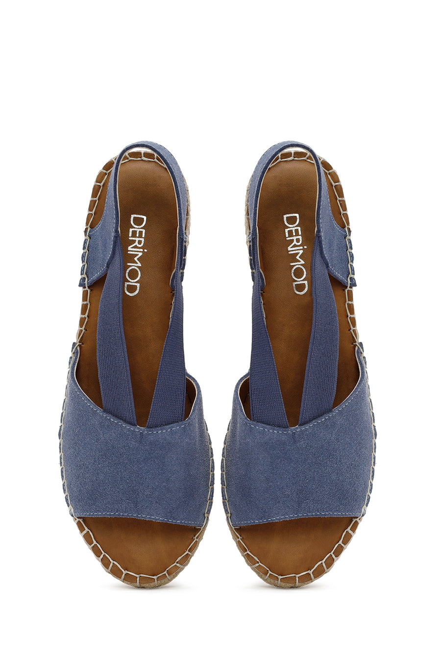 Women's Navy Blue Suede Leather Espadrille Sandals