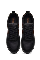 Kadın Siyah Bağcıklı Desenli Deri Sneaker | Derimod