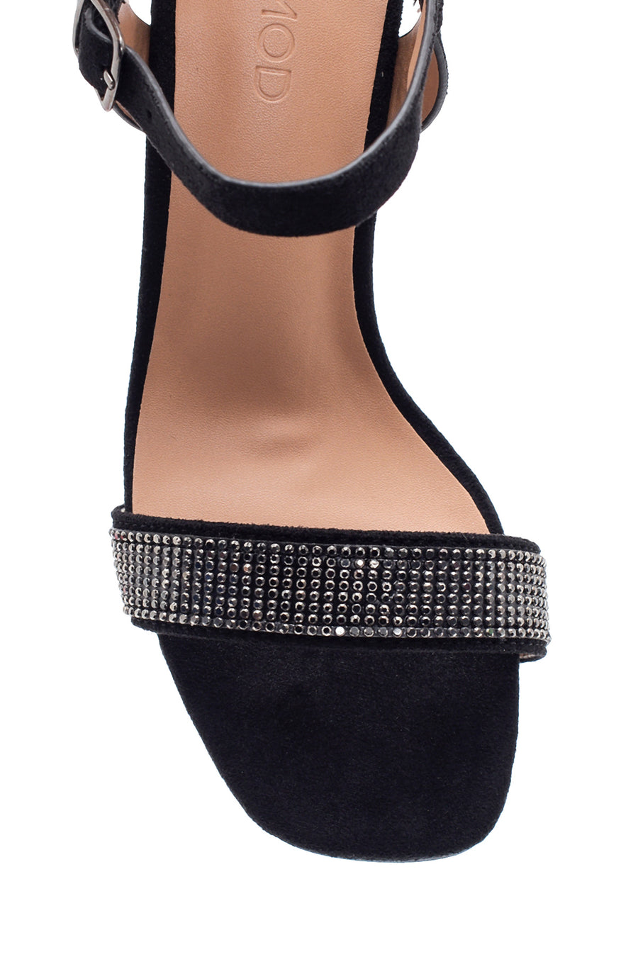 Women's Black Stone Heeled Sandals