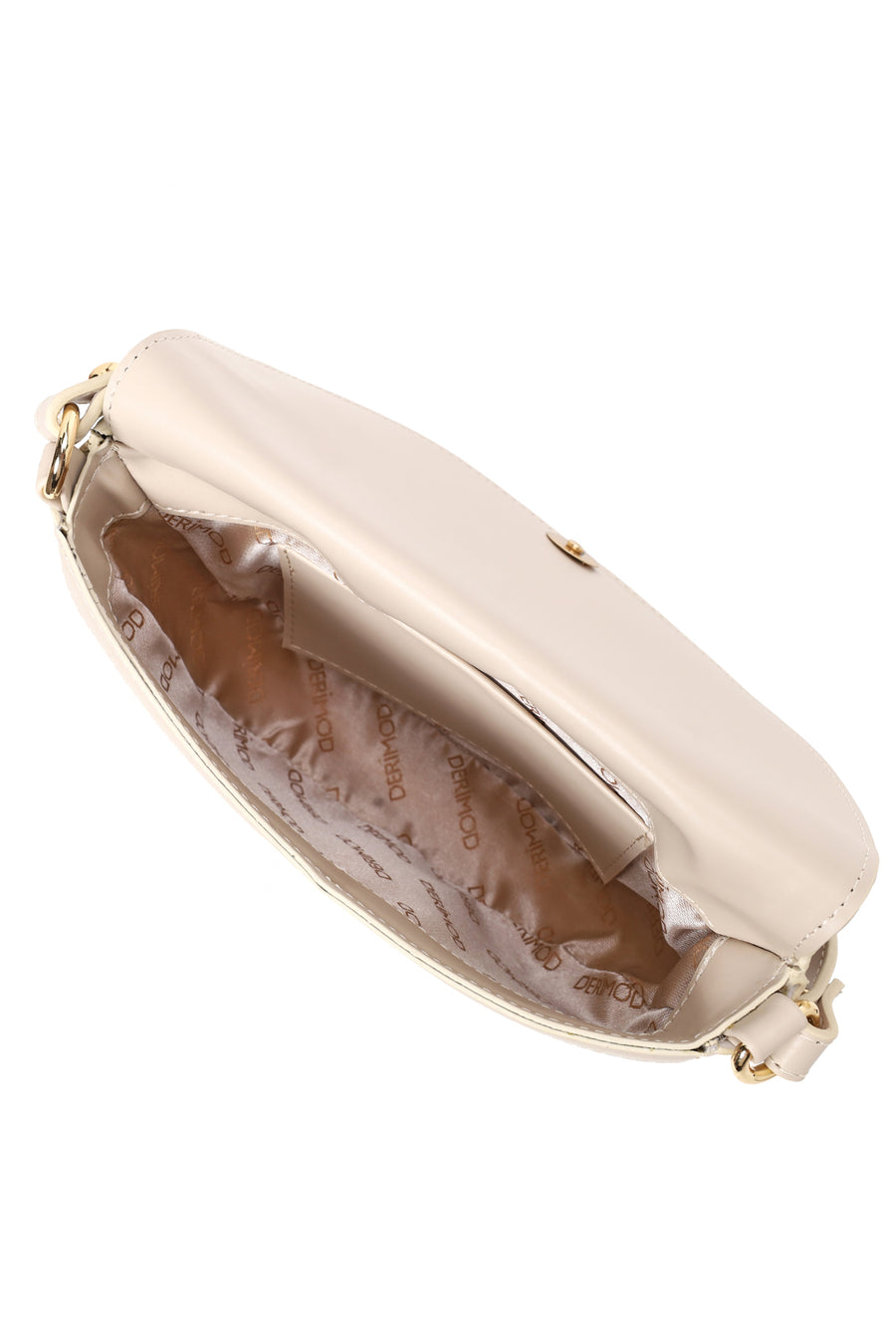 Woman Cream Long-Strap Printed Mini Crossbody Bag