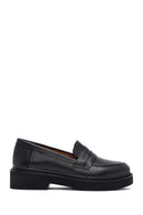 Woman Black Leather Masculine Loafer | Derimod
