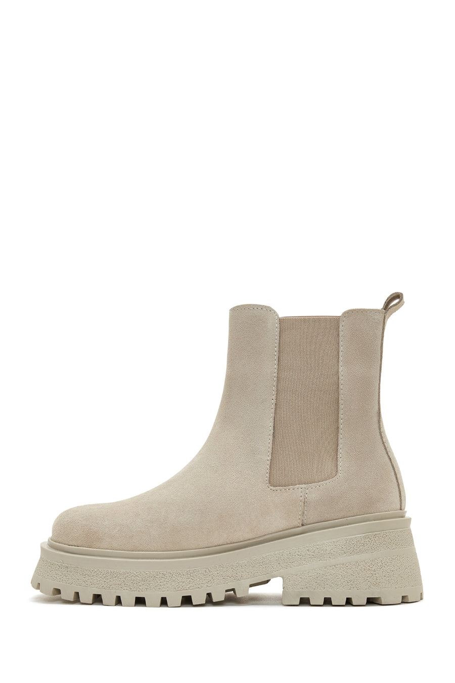 Women's Beige Suede Leather Chelsea Boots