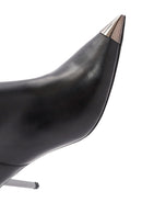 Women's Black Metal Detailed Thin High Heel Leather Boots | Derimod
