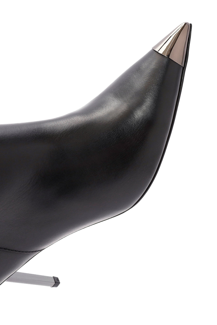 Women's Black Metal Detailed Thin High Heel Leather Boots