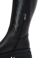 Women's Black Leather Zippered Thick Soled Boots | Derimod