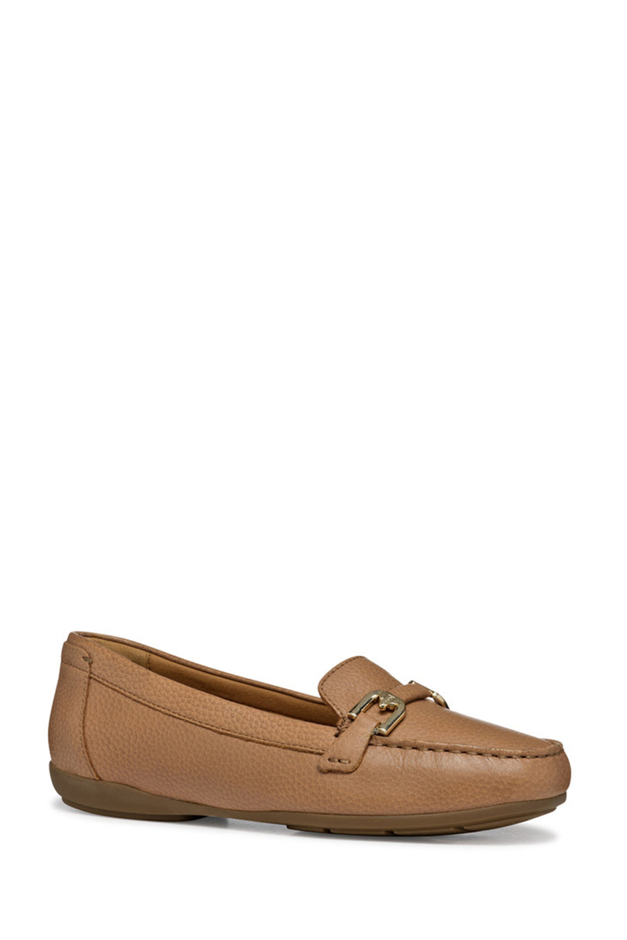 Geox Women Beige Annytah Moc Buckle Leather Loafer