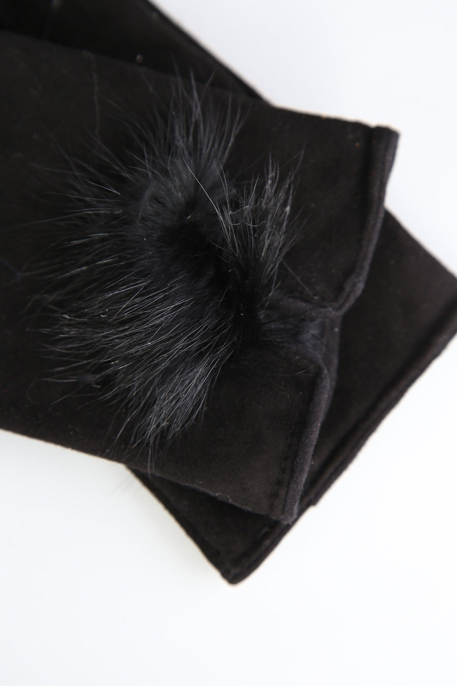 Women's Black Suede Leather Gloves
