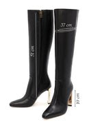 Women's Black Zippered Thick Heel Leather Boots | Derimod