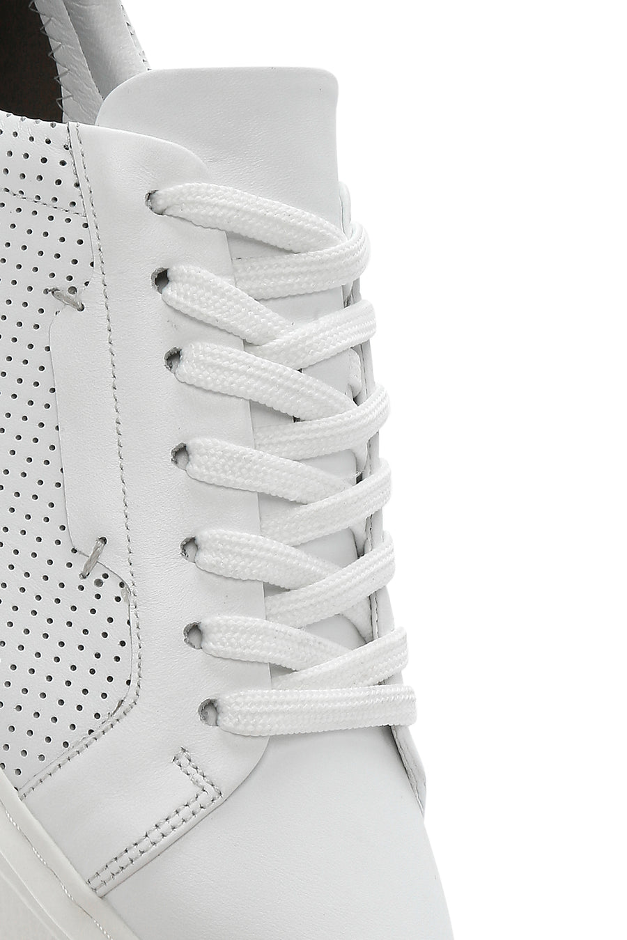 Erkek Beyaz Bağcıklı Deri Sneaker