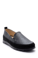 Women's Leather Glitter Loafer | Derimod