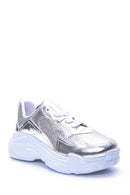 Women's High-Sole Silver Sneaker | Derimod