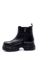 Women's Black Leather Thick Soled Boots | Derimod