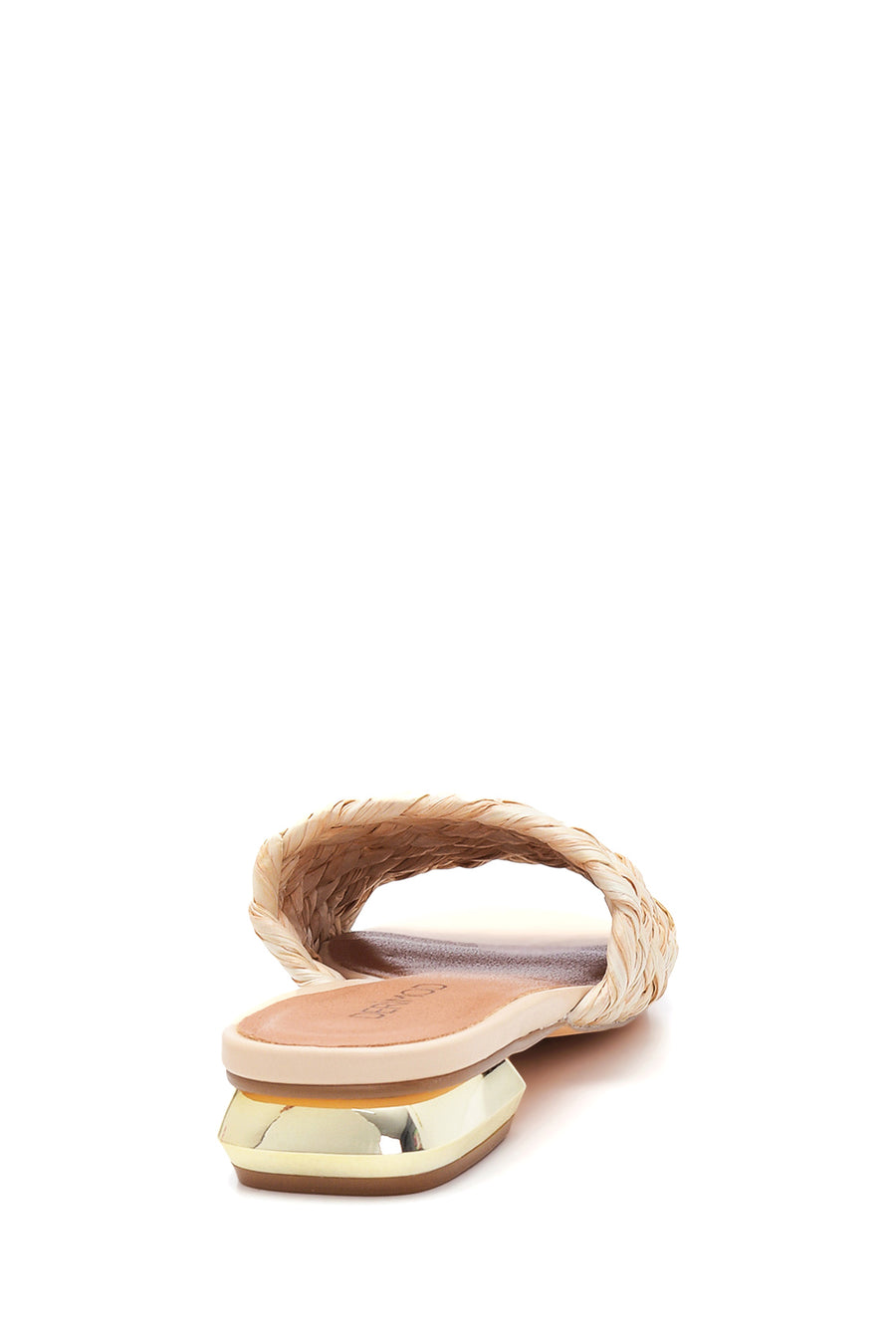 Women's Beige Straw Flat Slippers