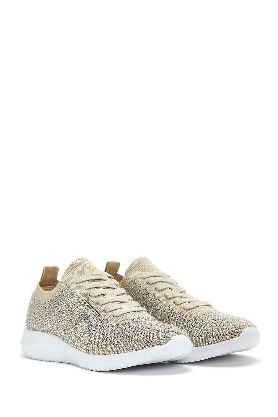 Kadın Bej Taşlı Sneaker