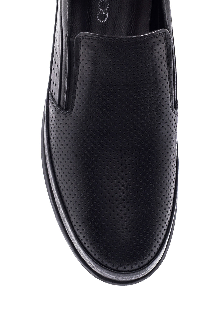 Men's Black Leather Perforated Sports Loafer