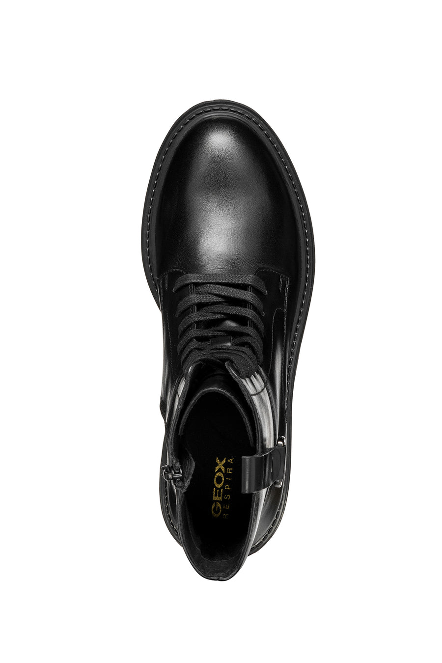 Geox Women's Black Iridea Lace-Up Leather Combat Boots