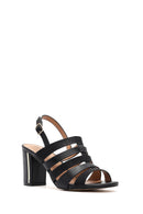 Women's Black Ankle Buckle Thick Heel Sandals | Derimod