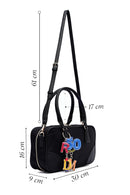 Women's Black Long Strap Accessory Detailed Fabric Handbag | Derimod