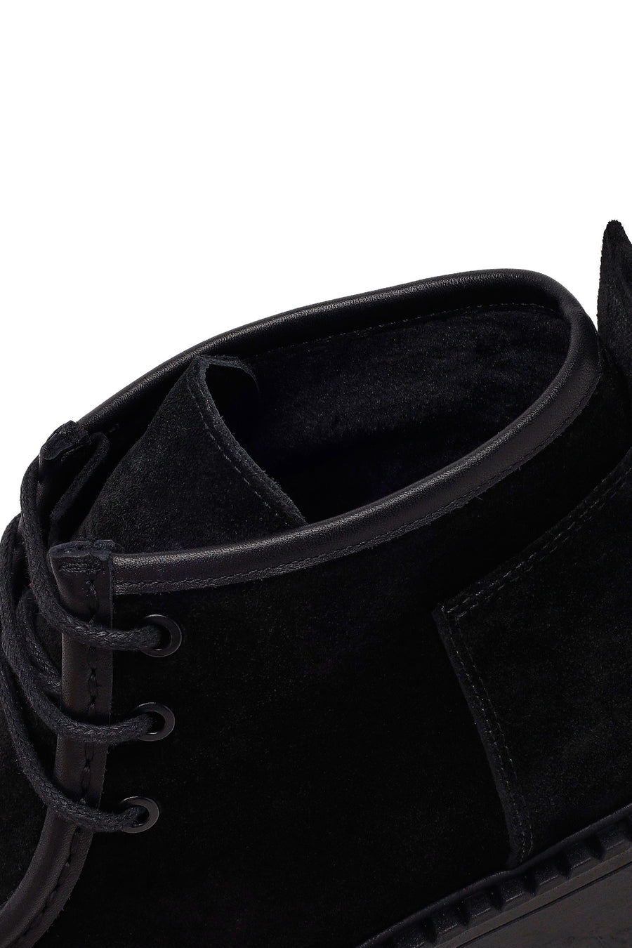 Woman Black Lace-Up Thick-Soled Suede Boots