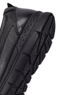 Woman Black Stone-Detail Leather Comfort Shoes | Derimod