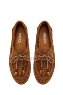 Woman Tan Tasselled Suede Leather Loafer | Derimod