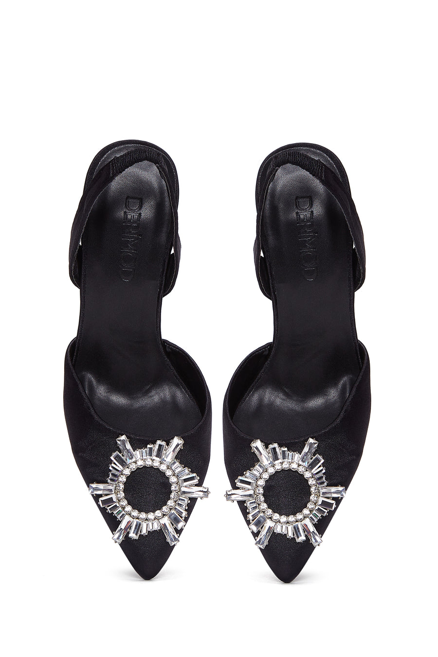 Women's Black Stone Heeled Shoes