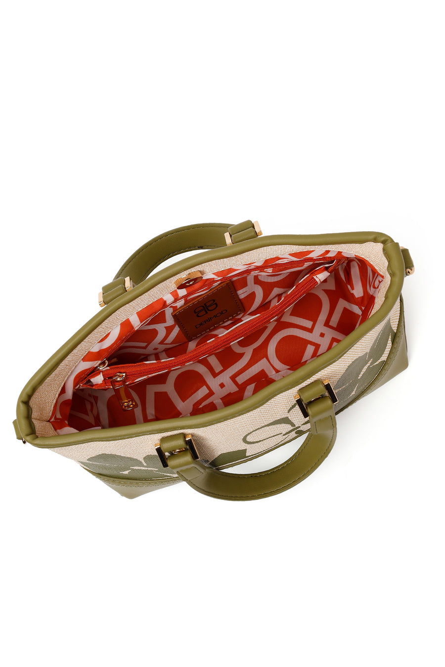 Woman Green Long-Strap Patterned Mini Shoulder Bag