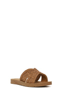 Women's Camel Straw Slippers | Derimod