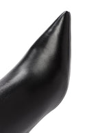 Woman Black Zip Closure Stiletto Heel Leather Boots | Derimod