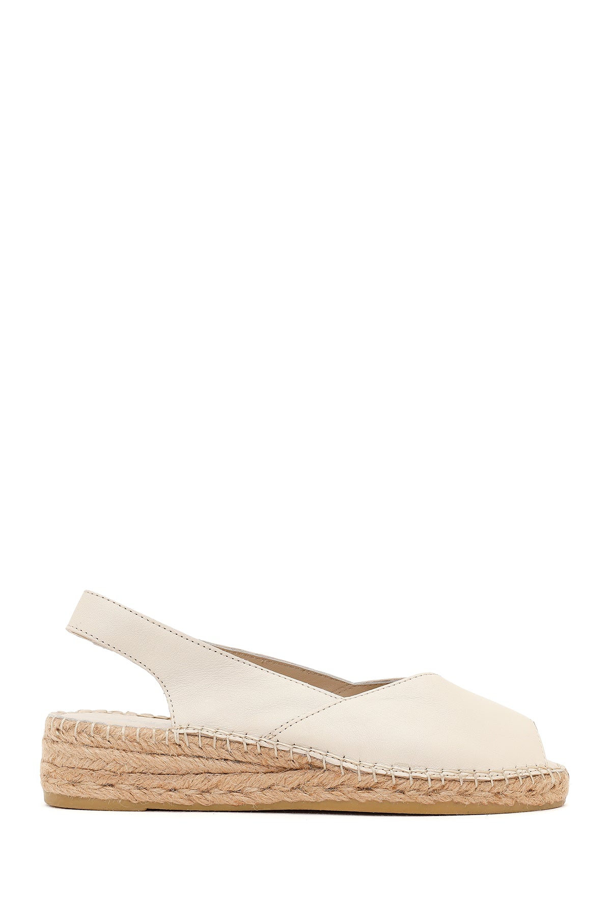 Women's Cream Thick-Soled Leather Espadrilles 26SFD2057FT | Derimod