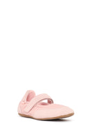 Women's Powder Pink Strapped Leather Sport Ballet Flats | Derimod
