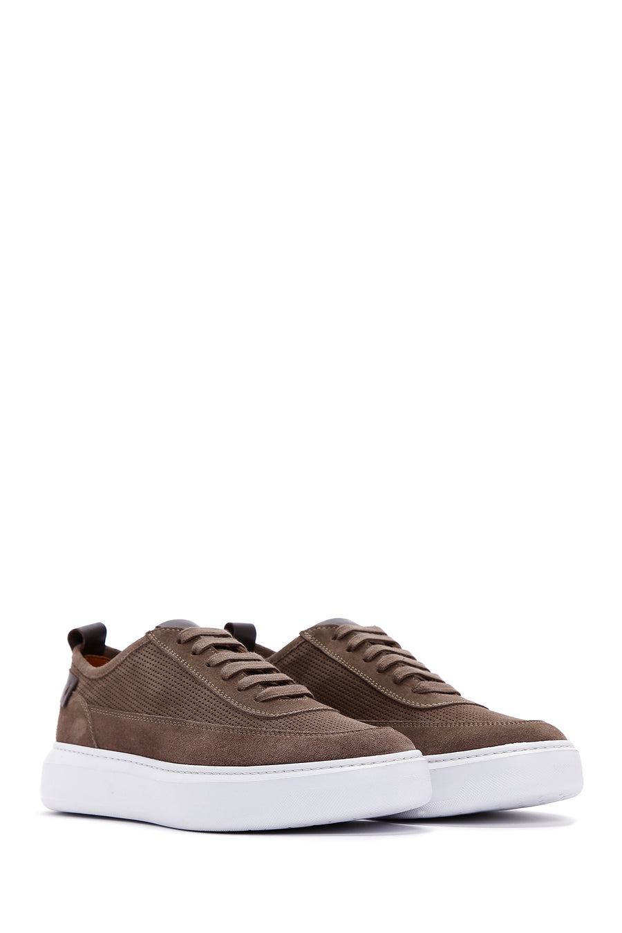 Erkek Vizon Bağcıklı Süet Deri Sneaker