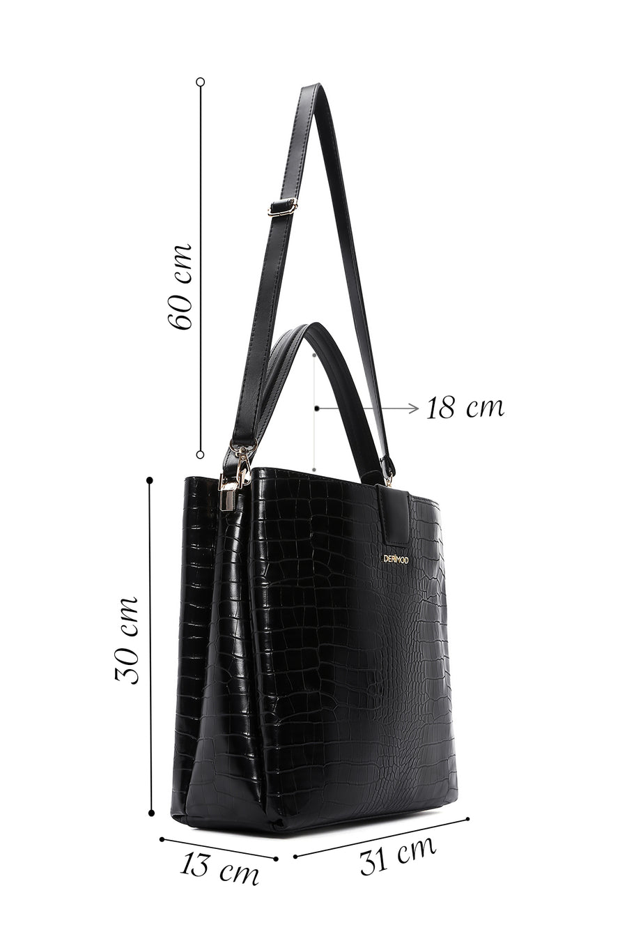Women's Black Crocodile Cross Bag