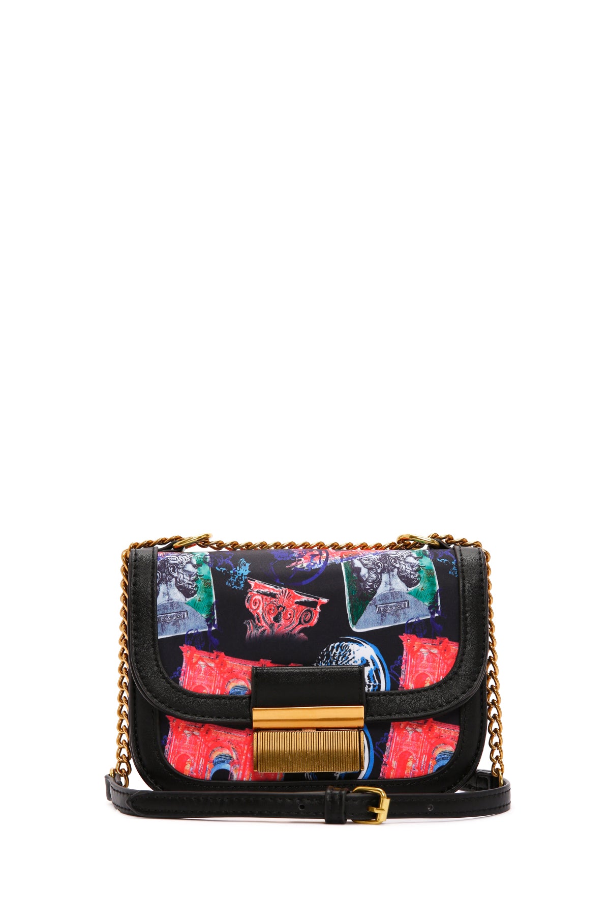 Women's Black Long Strap Printed Crossbody Bag 24SBD247126 | Derimod