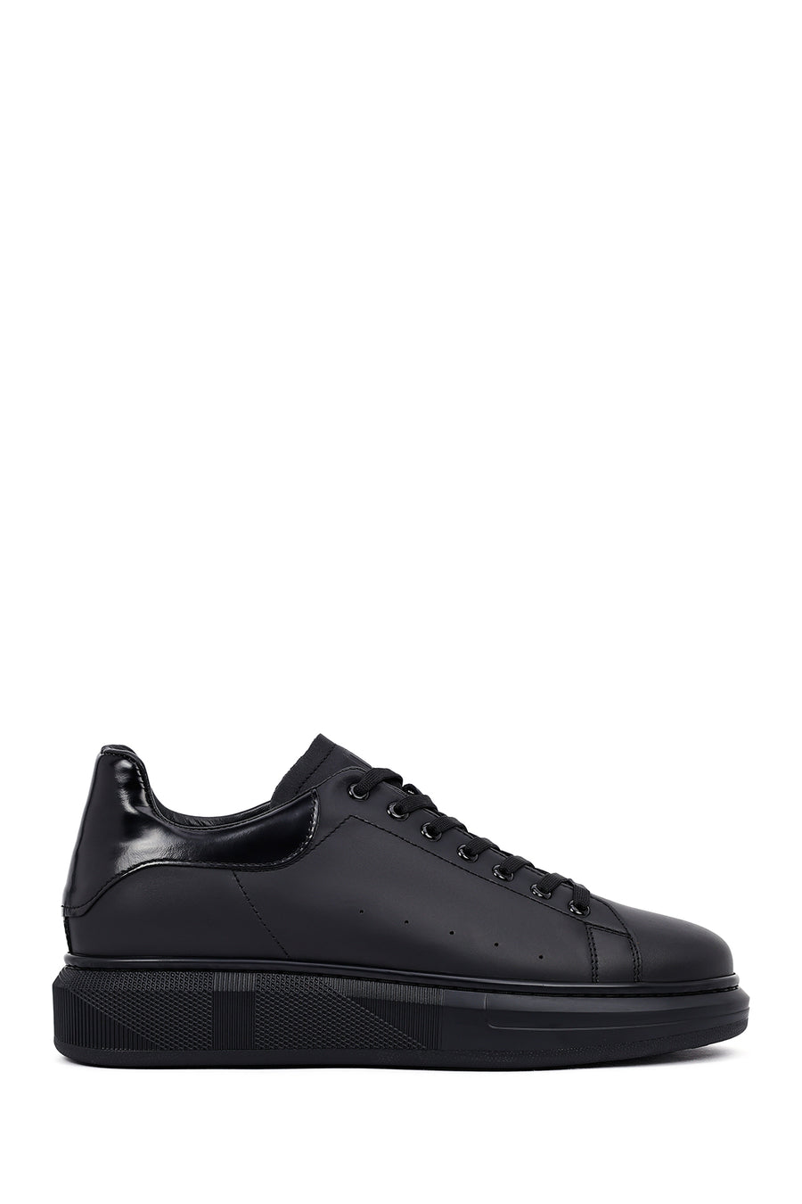 Men's Black Lace-Up Thick Sole Leather Sneakers 25WFD650418 | Derimod