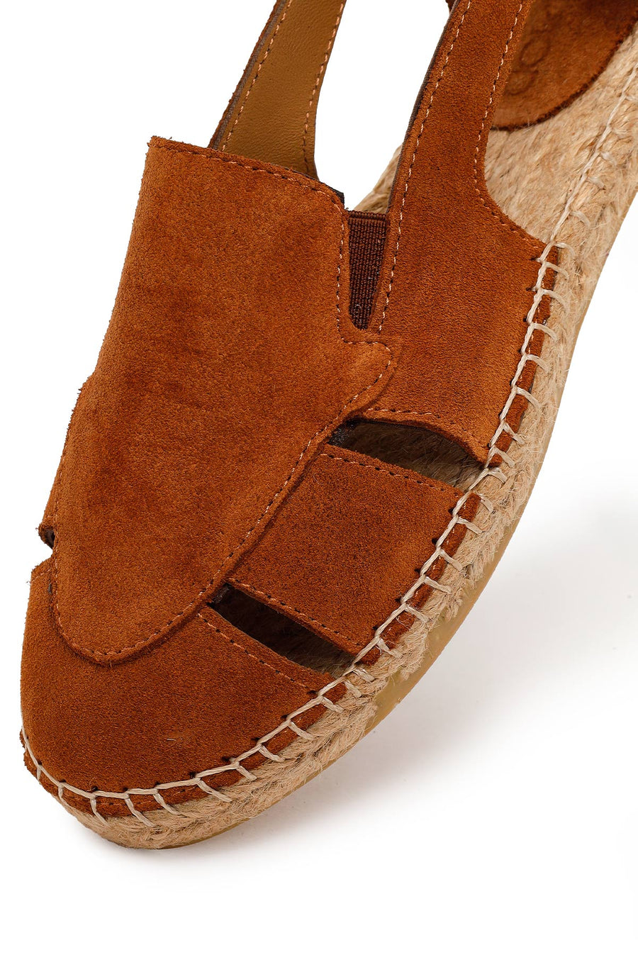 Kadın Taba Süet Deri Espadril Sandalet