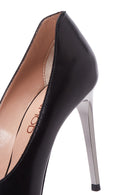 Women's Black Leather Metal Heeled Stiletto | Derimod