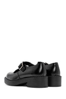 Women's Black Leather Strap Masculine Shoes | Derimod