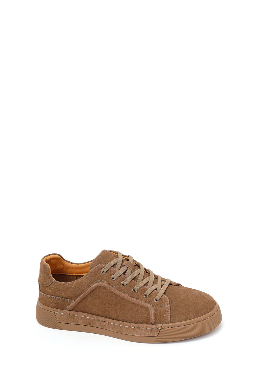 Erkek Vizon Bağcıklı Süet Deri Sneaker