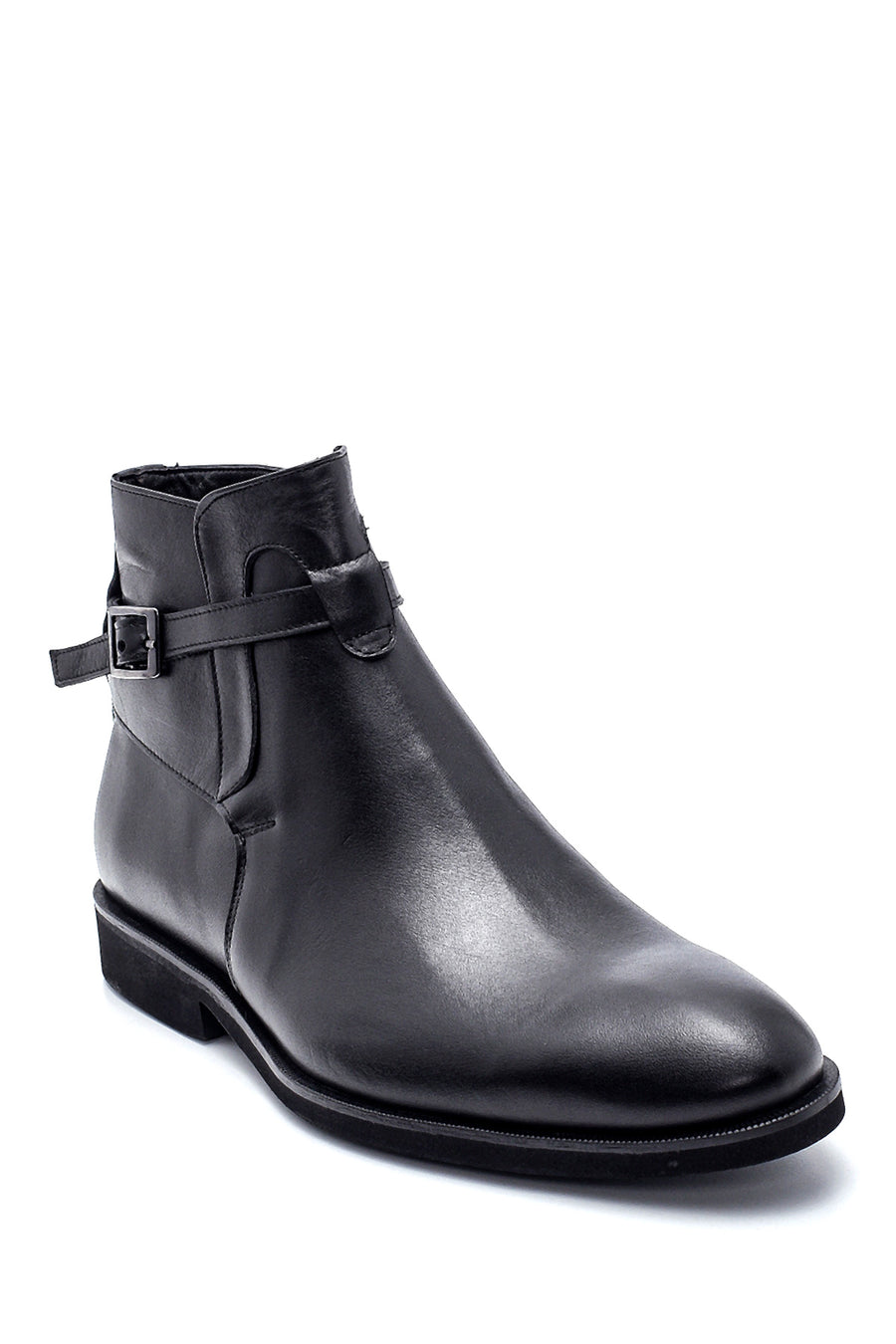Men's Leather Buckle Detailed Casual Boots