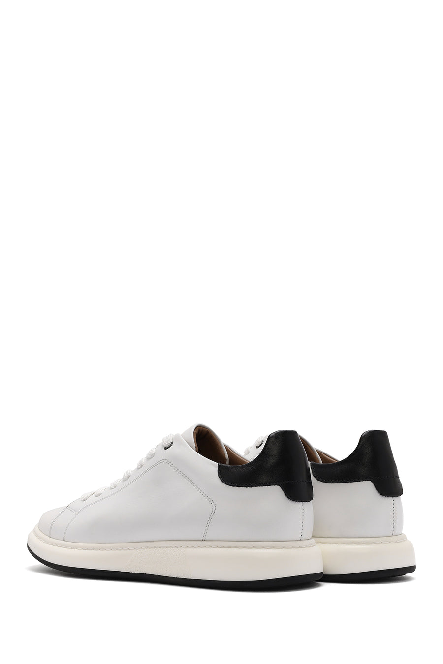 Erkek Beyaz Bağcıklı Deri Sneaker