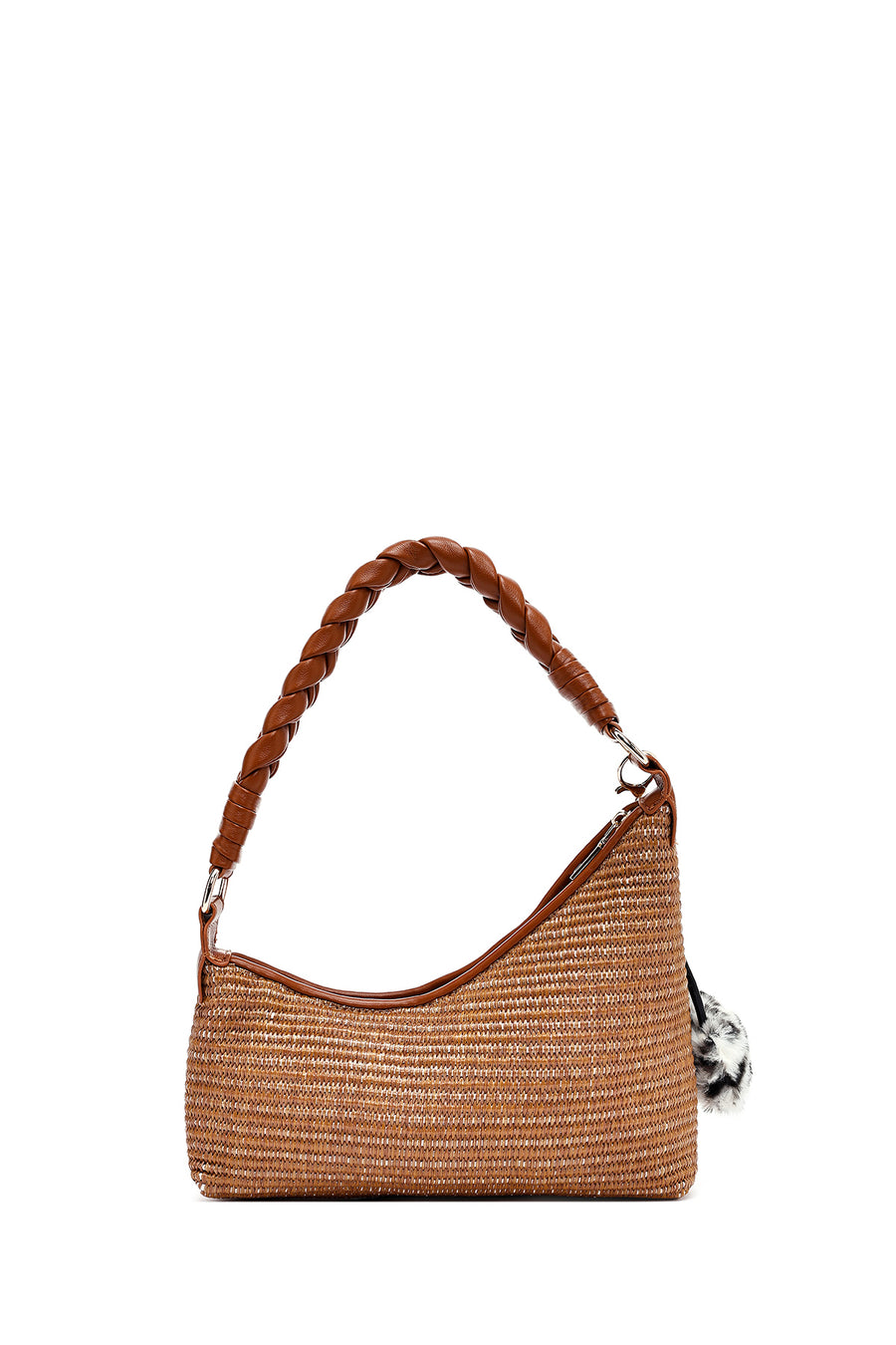Women's Brown Accessory Straw Shoulder Bag