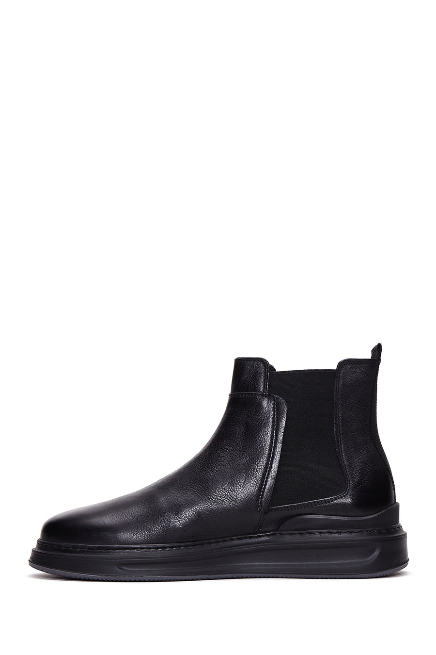 Men's Black Leather Flat Chelsea Boots