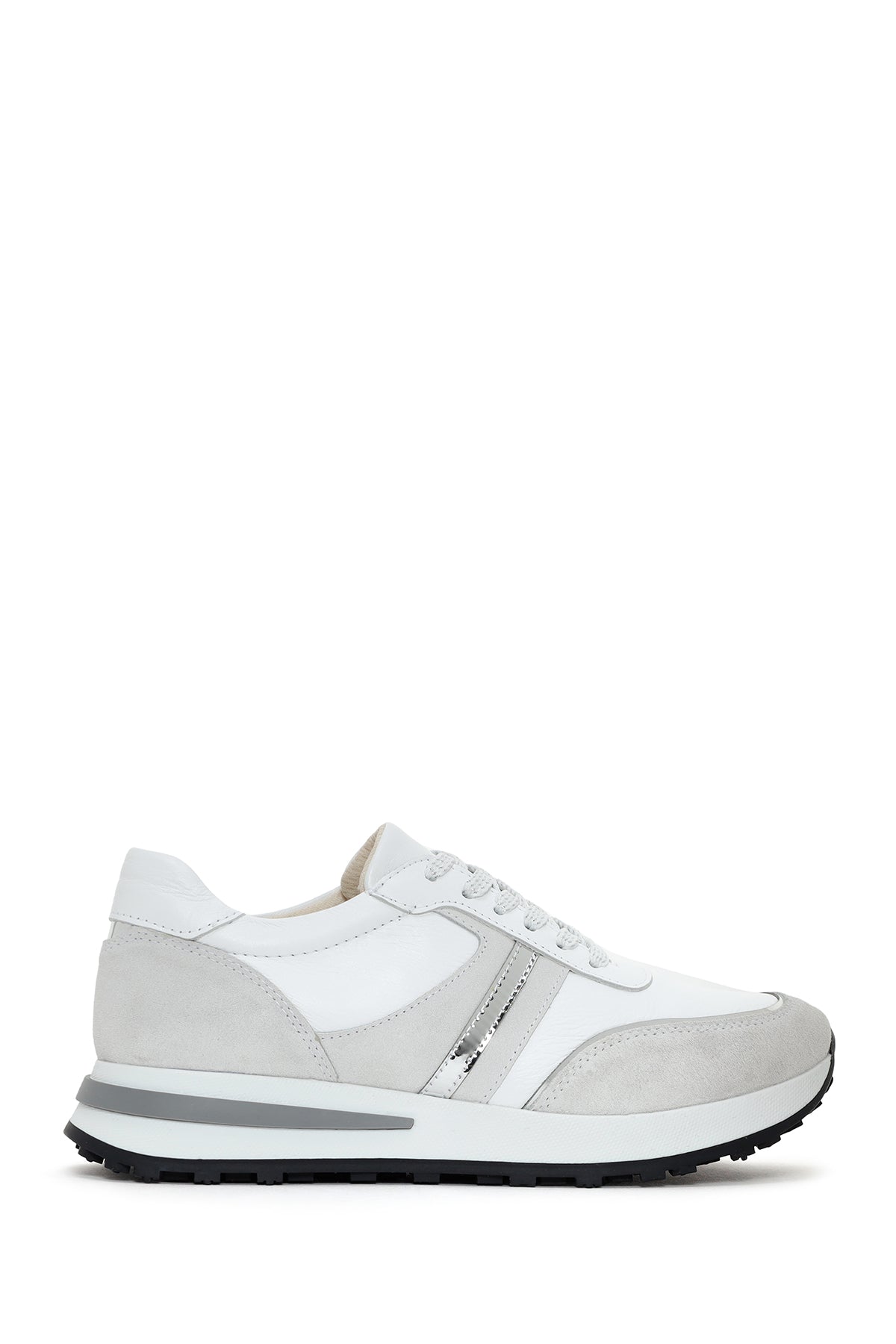 Women's White Lace-Up Leather Sneaker 24SFD370814 | Derimod