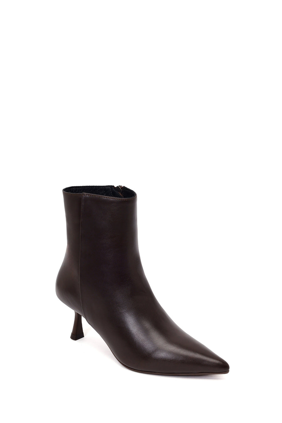 Woman Brown Zip Closure Thin High-Heel Leather Boots