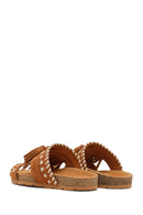 Women's Tan Tassel Suede Leather Slippers | Derimod