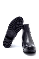 Women's Leather Buckle Detailed Zippered Boots | Derimod