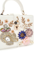 Women's White Long Chain Strap Stone Box Mini Crossbody Bag | Derimod