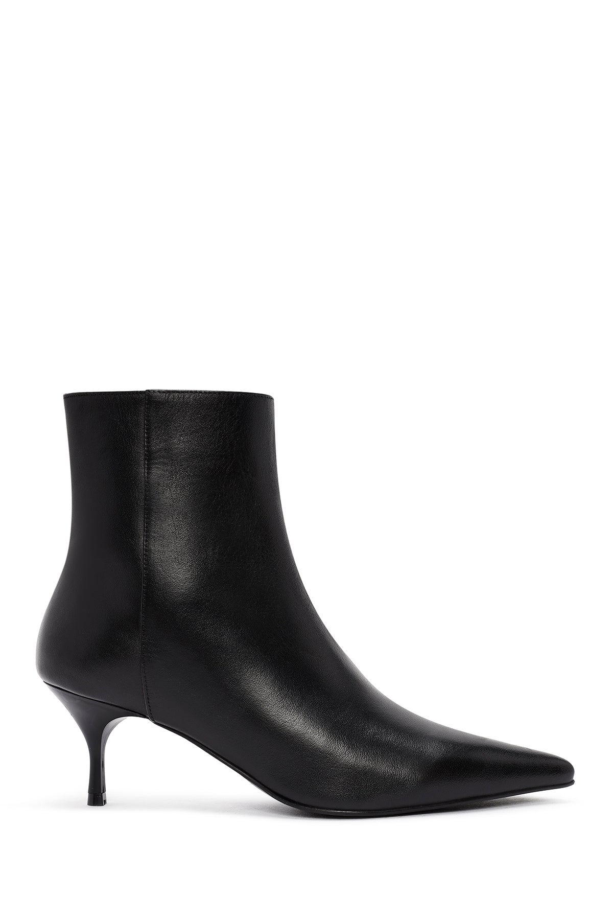 Woman Black Zip Closure Stiletto Heel Leather Boots AF200013DV | Derimod