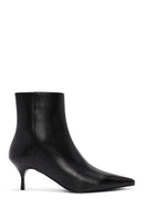 Woman Black Zip Closure Stiletto Heel Leather Boots | Derimod